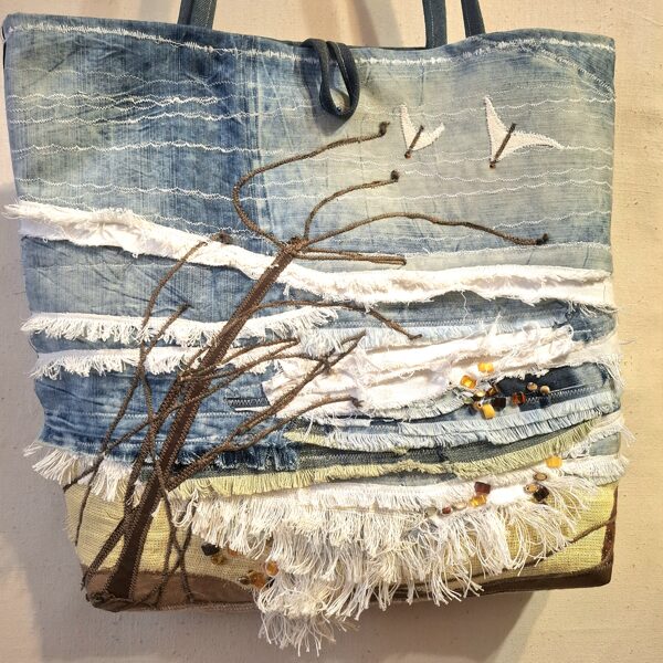 Plecu soma- sapņojot par jūru.35 x9x 40 cm. Ar oderi un iekškabatu. 100% kokvilna .36 eur.